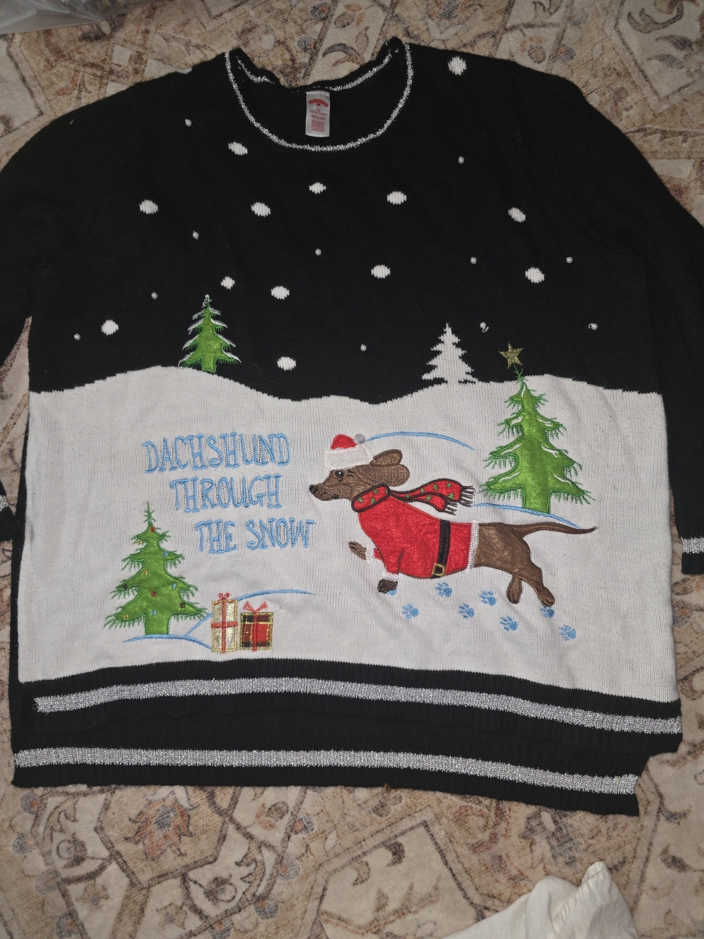 Holiday Time Dachshund Through The Snow Sweater